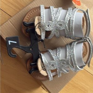 Wonder Nation Glittery Silver Kids Sandals